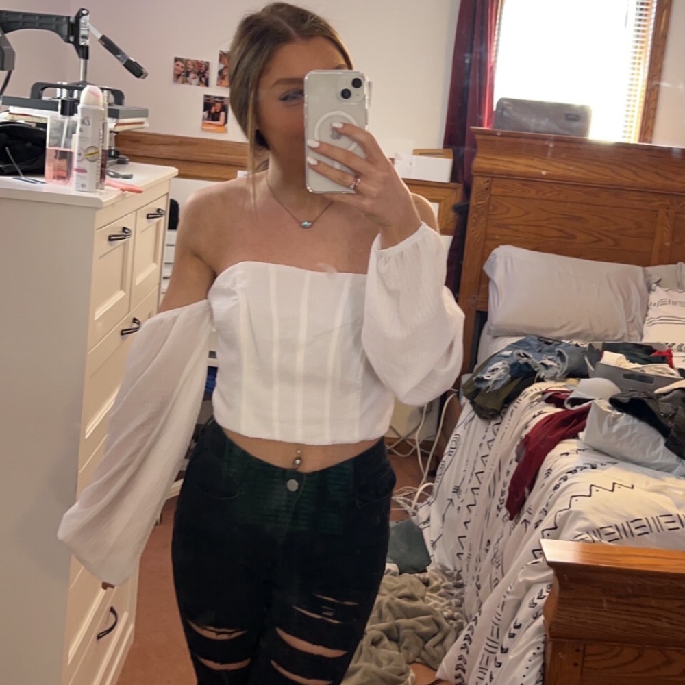 Off the Shoulder Corset Top - White *Worn Once*